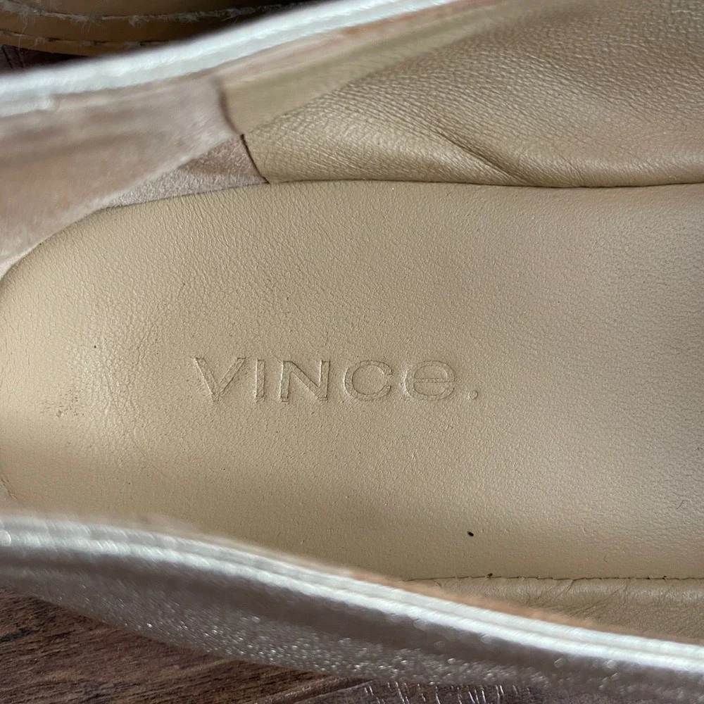 Vince Espadrille Flats Womens 7 Gold Metallic Leather Slip On Loafers Chic